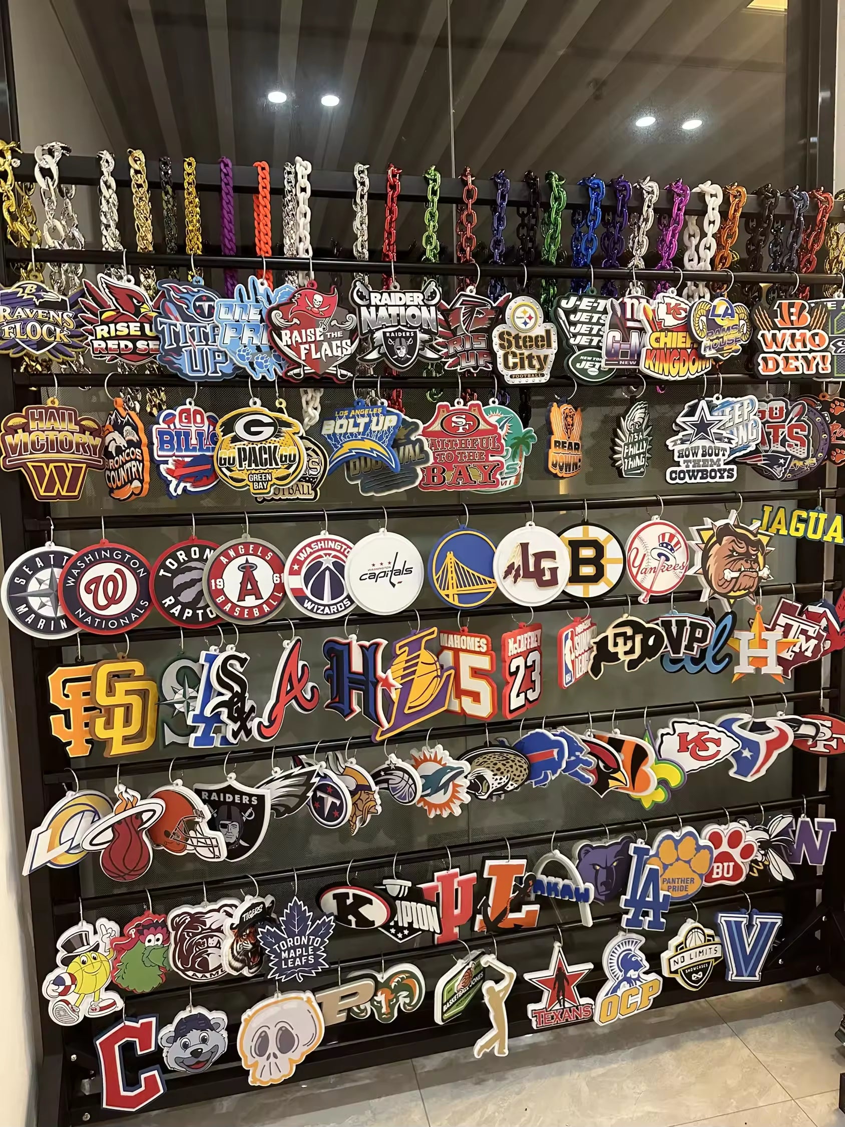 Custom nfl 2025 Season Support Fashion Team Activities 32 Teams Big logo eagles Lions Broncos 3D EVA Foam Chain Fan Necklace