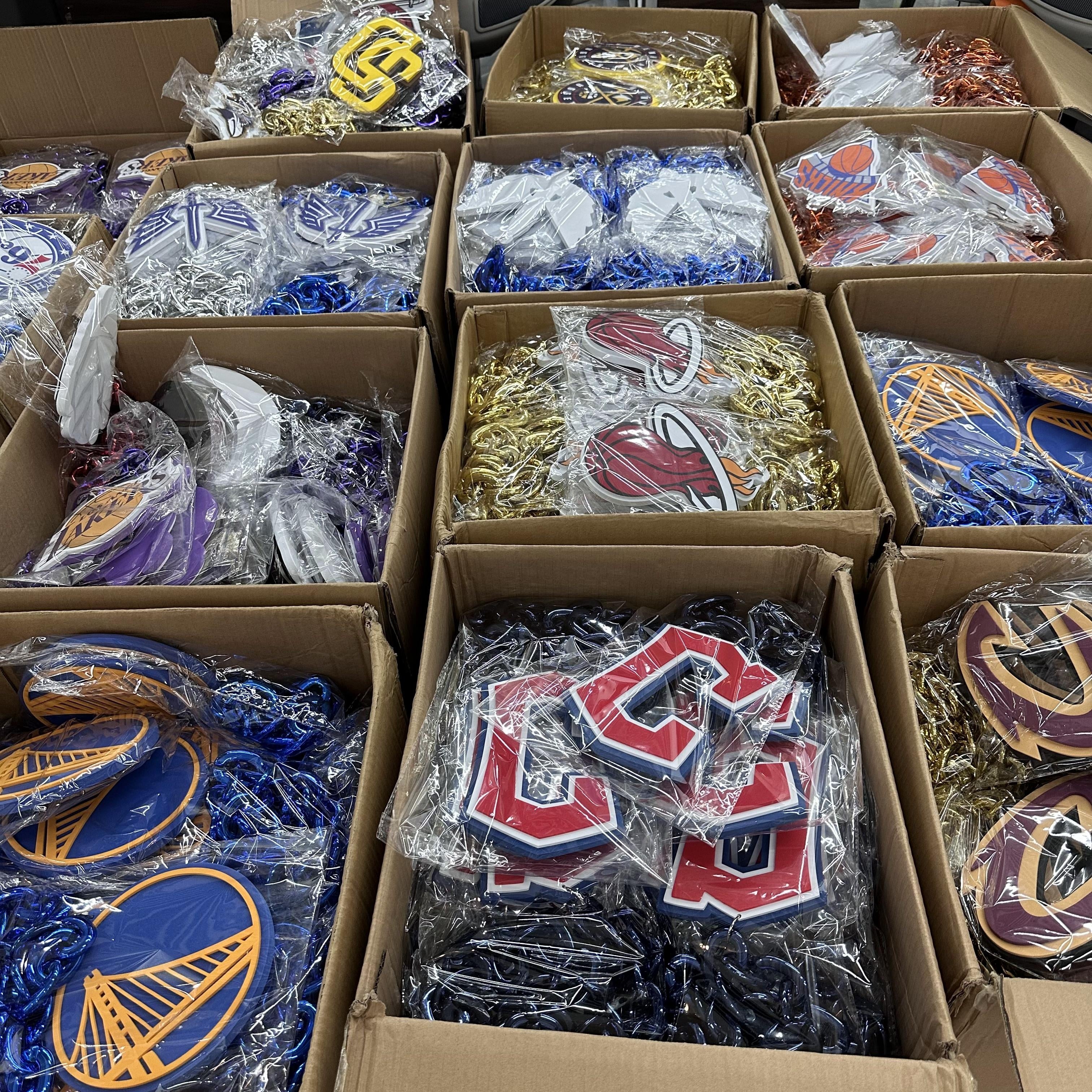 Custom nfl 2025 Season Support Fashion Team Activities 32 Teams Big logo  eagles Lions Broncos 3D EVA Foam Chain Fan Necklace